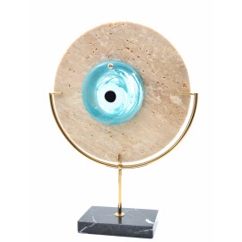 Mavi Nazar Boncuğu El Yapımı Mermer Disk Obje