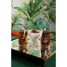 Osmanlı Padişah Çay Seti 2'li - Sıcak Cam Kesme 120 ml Çay Bardağı Takımı 
