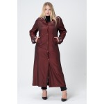 Ara Beden - Oversize  Trençkot - Uzun Ekoseli, Düğmeli Curve Yağmurluk