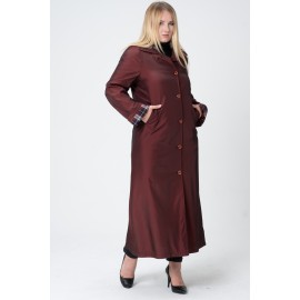 Ara Beden - Oversize  Trençkot - Uzun Ekoseli, Düğmeli Curve Yağmurluk