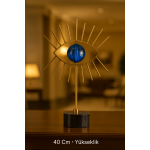 Mavi Göz Obje - Dekoratif Pirinç Kaide - Masa & Sehpa Üzeri Obje  - 40 Cm 